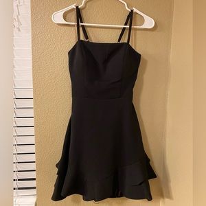 Sleeveless Peekaboo Bow Back Double Flounce Hem Fit and Flare Dress